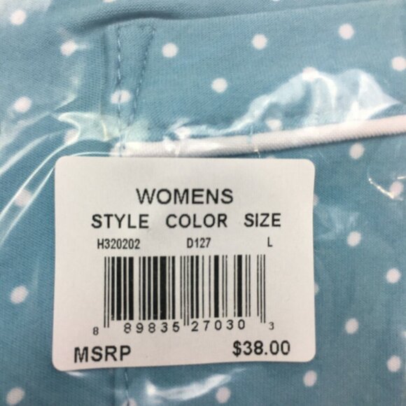 Muk Luks (Hanes) Notch Collar Sleepshirt Nightgown Polka Dot Pattern, Blue, L - Picture 3 of 5